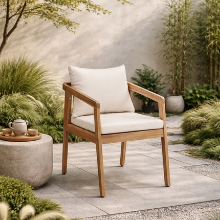 Tuinstoel beige acaciahout Savannah