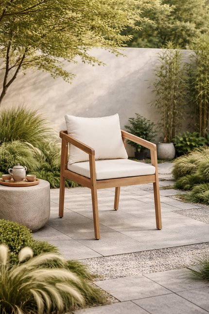 Tuinstoel beige acaciahout Savannah