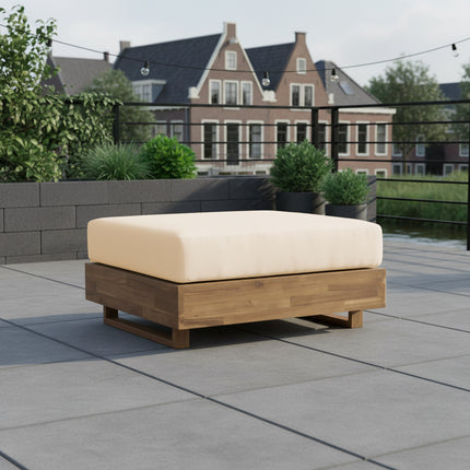 Loungetafel tuin met kussen beige acaciahout Dirk