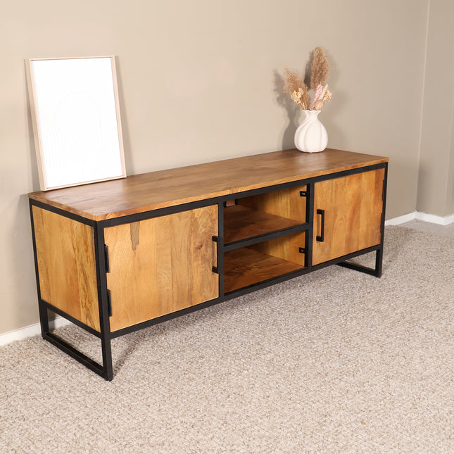 Tv meubel bruin mangohout 130cm Liv
