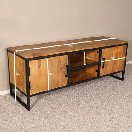 Tweedekans model: Tv meubel bruin mangohout 130cm Liv