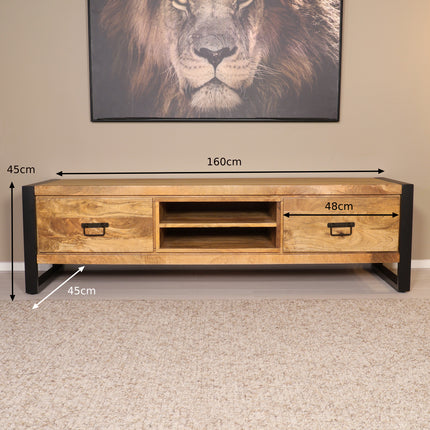 Tv meubel lichtbruin mangohout 160cm Avelyn