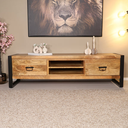 Tv meubel lichtbruin mangohout 160cm Avelyn