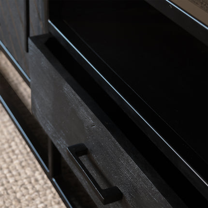 Tv meubel visgraat zwart mangohout 180cm Danae