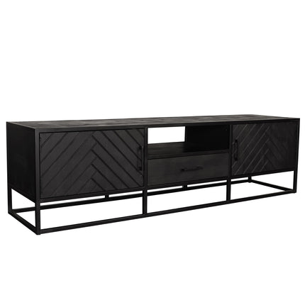 Tv meubel visgraat zwart mangohout 180cm Danae