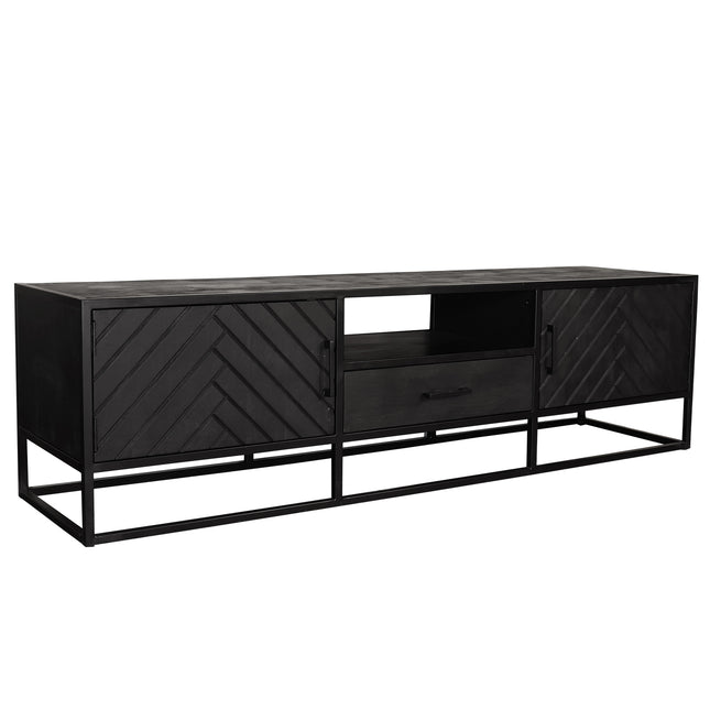 Tv meubel visgraat zwart mangohout 180cm Danae