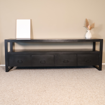 Tv meubel zwart mangohout 180cm Ilse