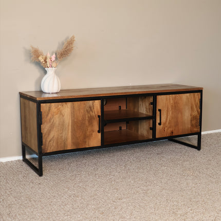 Tv meubel bruin mangohout 130cm Liv