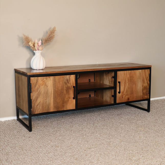 Tv meubel bruin mangohout 130cm Liv