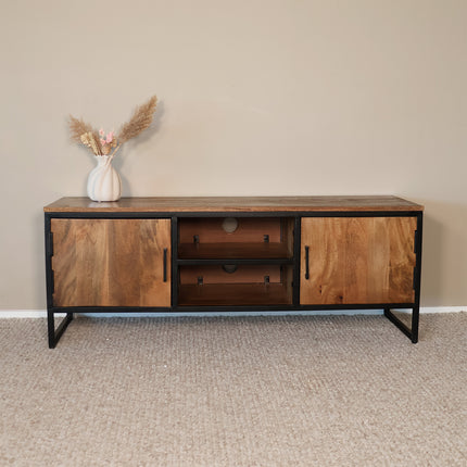 Tv meubel bruin mangohout 130cm Liv