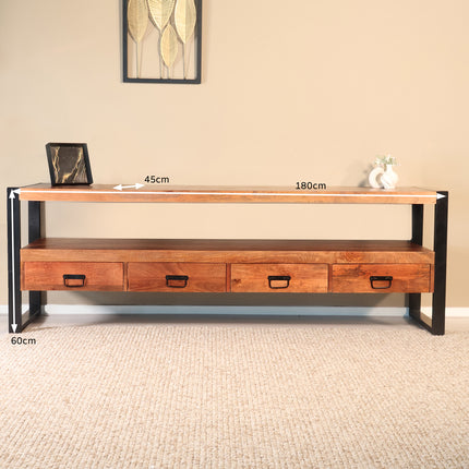 Tv meubel bruin mangohout 180cm Linde