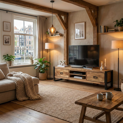 Tv meubel lichtbruin mangohout 160cm Avelyn