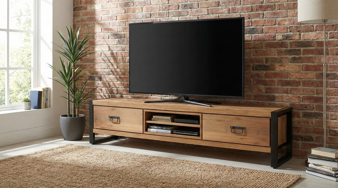 Tv meubel bruin mangohout 160cm Avelyn