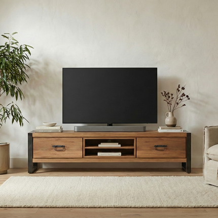 Tv meubel bruin mangohout 160cm Avelyn
