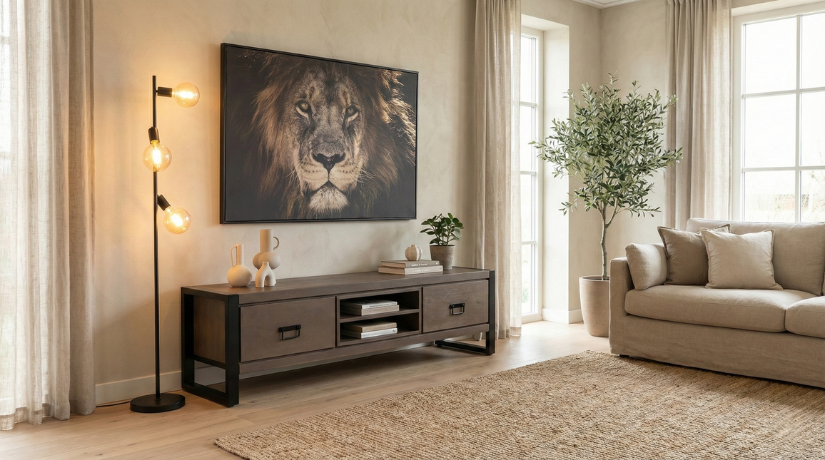 Tv meubel walnoot mangohout 160cm Avelyn