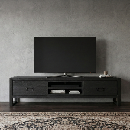 Tv meubel zwart mangohout 160cm Avelyn