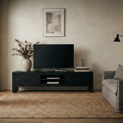 Tv meubel zwart mangohout 160cm Avelyn