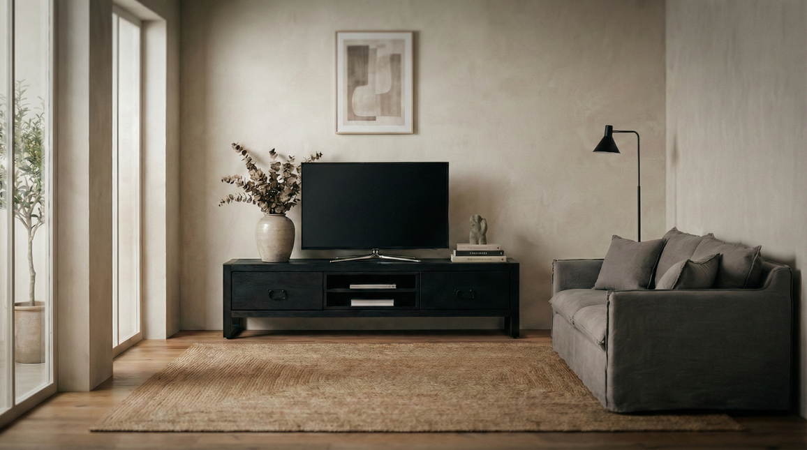 Tv meubel zwart mangohout 160cm Avelyn