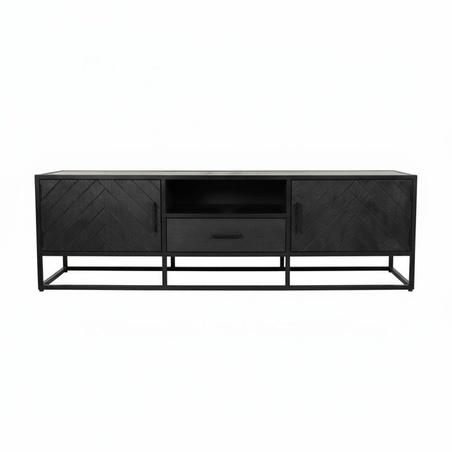 Tv meubel visgraat zwart mangohout 165cm Danae