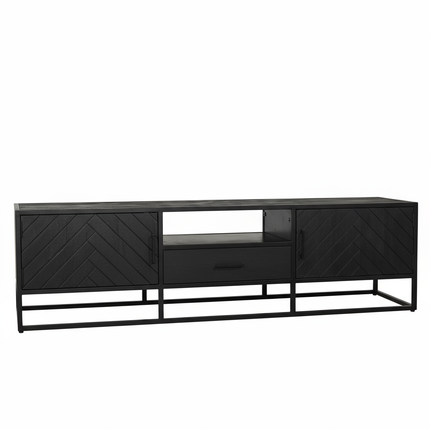 Tv meubel visgraat zwart mangohout 180cm Danae