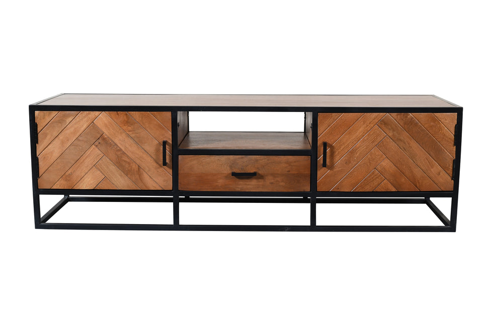 Tv meubel visgraat bruin mangohout 165cm Danae