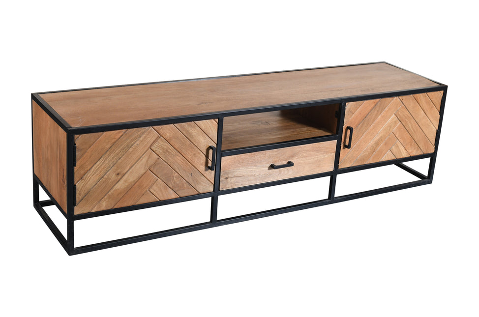 Tv meubel visgraat bruin mangohout 180cm Danae