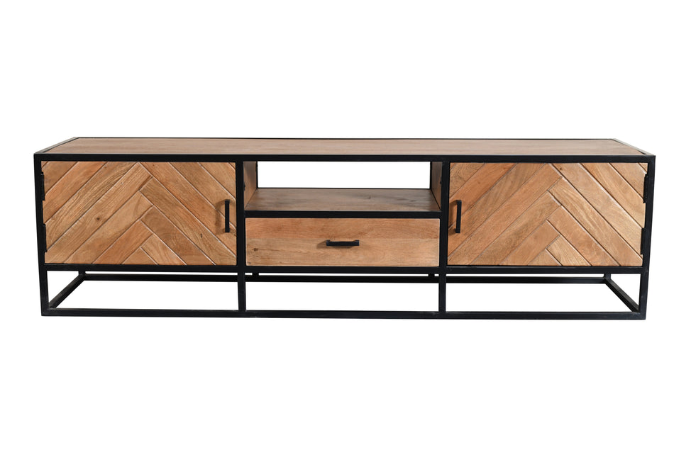 Tv meubel visgraat bruin mangohout 180cm Danae