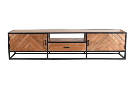 Tv meubel visgraat bruin mangohout 210cm Danae