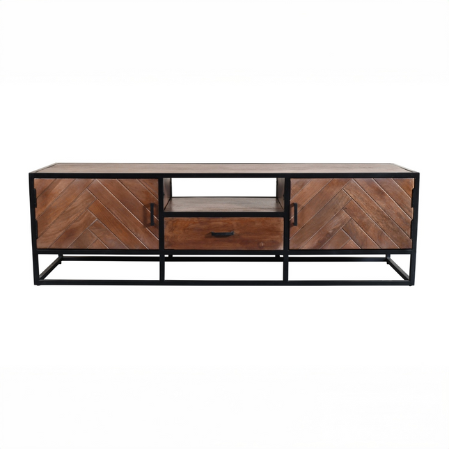 Tv meubel visgraat walnoot mangohout 180cm Danae