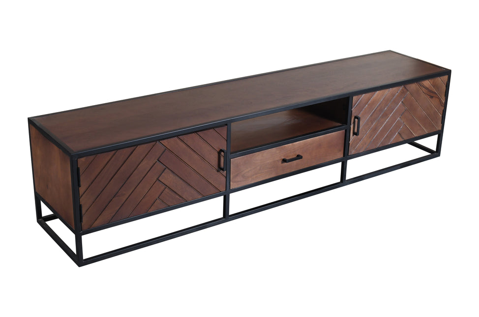 Tv meubel visgraat walnoot mangohout 210cm Danae