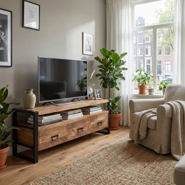 Tv meubel bruin mangohout 150cm Ilse