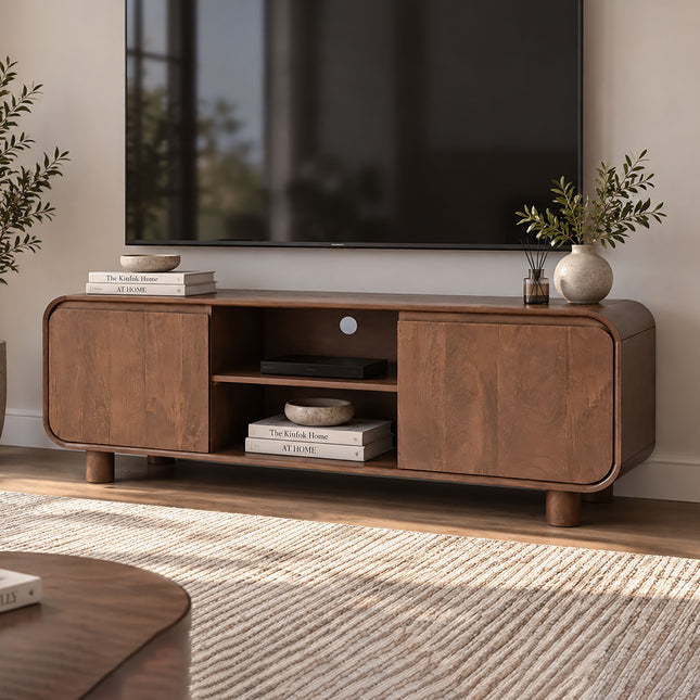 Tv meubel Japandi walnoot mangohout 150cm Viggo
