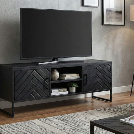 Tv meubel zwart mangohout 130cm Liv