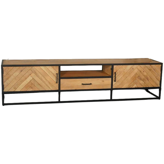 Tv meubel visgraat lichtbruin mangohout 210cm Danae