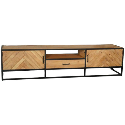 Tv meubel visgraat lichtbruin mangohout 210cm Danae