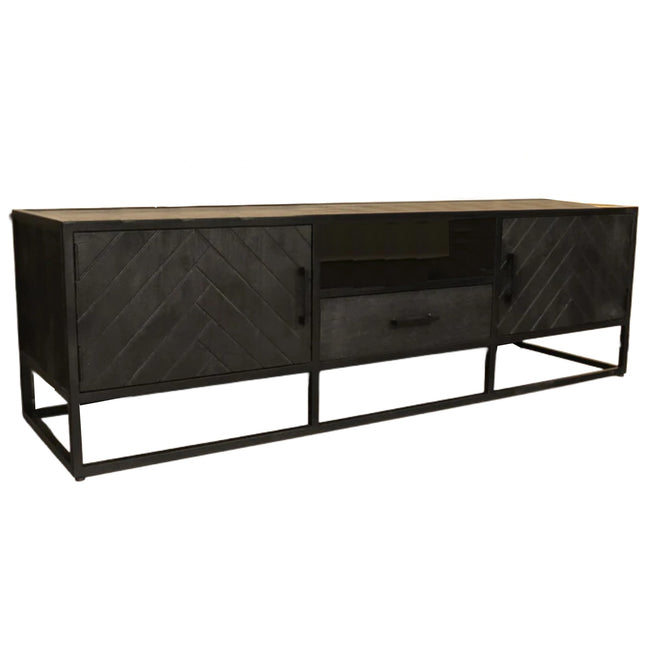 Tv meubel visgraat zwart mangohout 165cm Danae