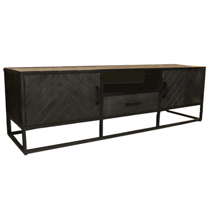 Tv meubel visgraat zwart mangohout 165cm Danae