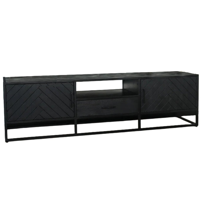 Tv meubel visgraat zwart mangohout 180cm Danae