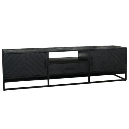 Tv meubel visgraat zwart mangohout 180cm Danae