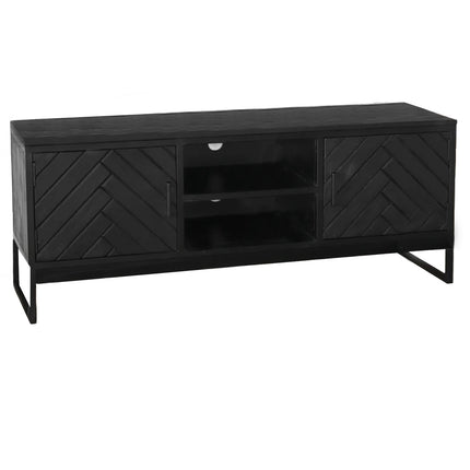 Tv meubel zwart visgraat mangohout 130cm Liv