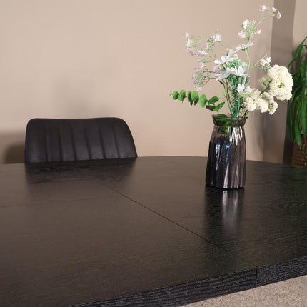 Uitschuifbare eettafel ovaal 180-240cm Liam zwart MDF