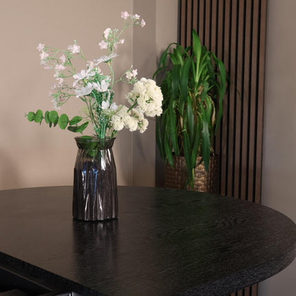 Uitschuifbare eettafel ovaal 160-220cm Liam zwart MDF