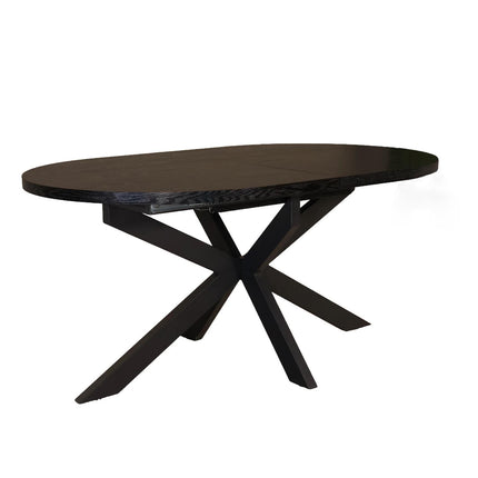 Uitschuifbare eettafel ovaal 160-220cm Liam zwart MDF