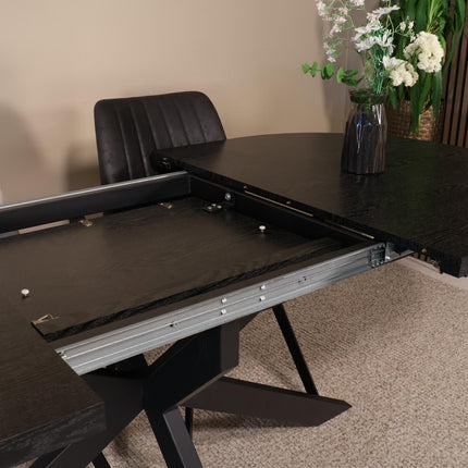 Uitschuifbare eettafel ovaal 180-240cm Liam zwart MDF