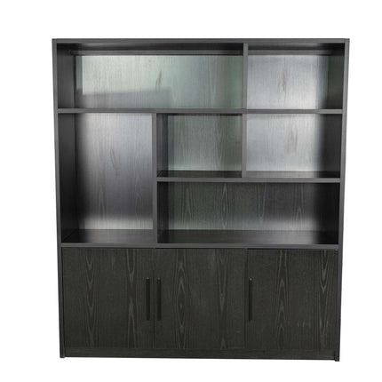 Vakkenkast zwart melamine 160cm Hanno