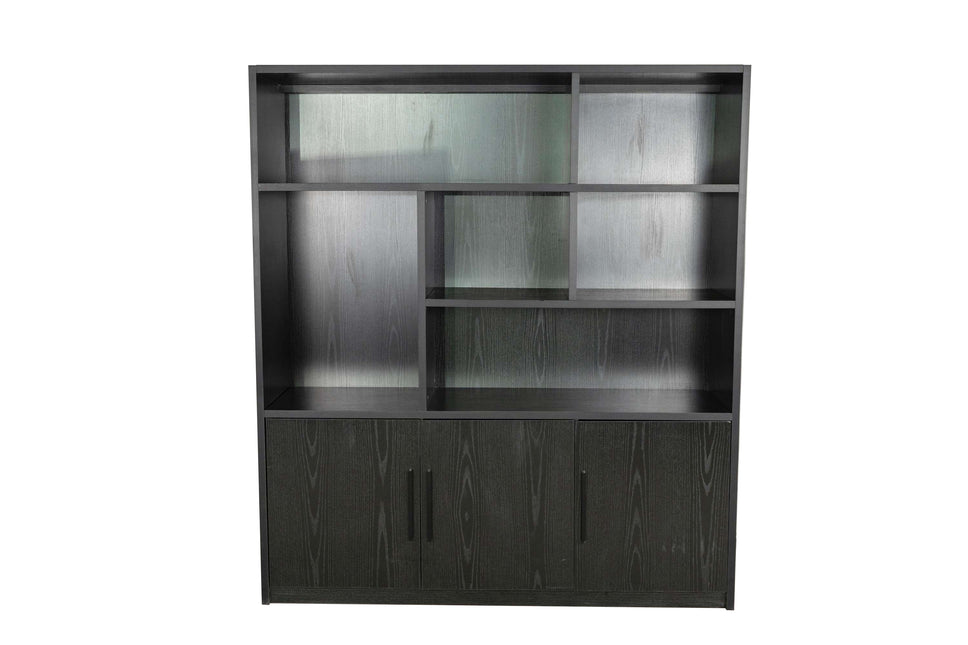 Vakkenkast zwart melamine 160cm Hanno