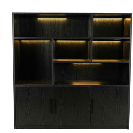 Vakkenkast zwart melamine 185cm Hanno