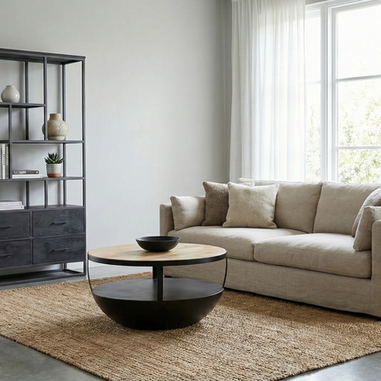 Vakkenkast zwart mangohout 180cm Milo