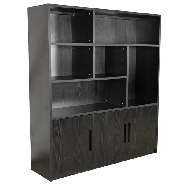 Vakkenkast zwart melamine 160cm Hanno