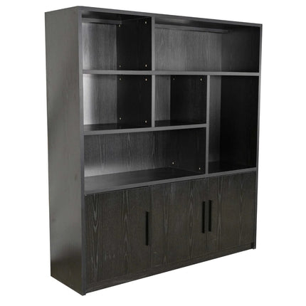 Vakkenkast zwart melamine 160cm Hanno